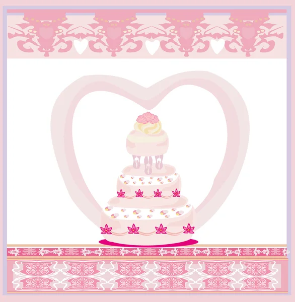 Wedding cake card design — Stock Vector