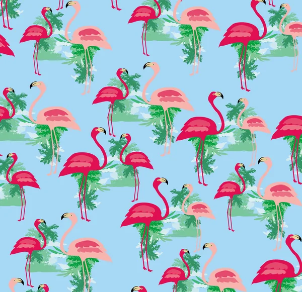 Padrão de pássaro flamingo sem costura — Vetor de Stock