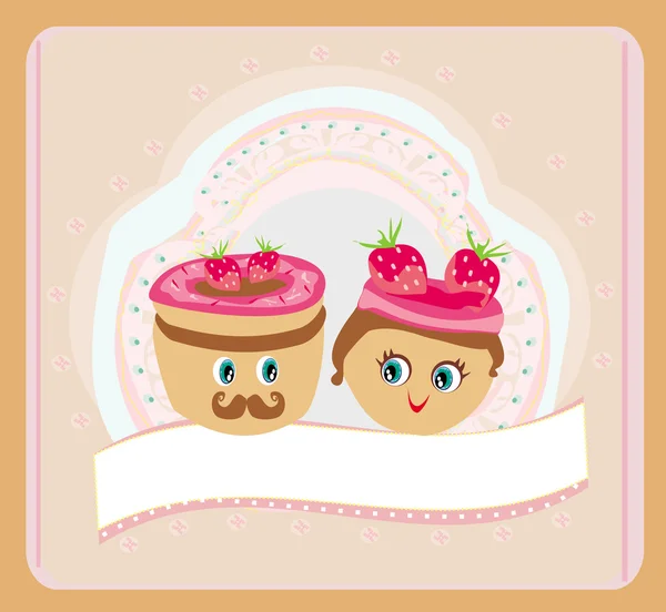 Ilustrace roztomilého páru sušenek — Stockový vektor