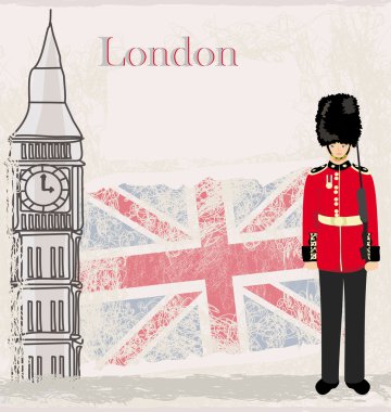 Grunge banner with London clipart