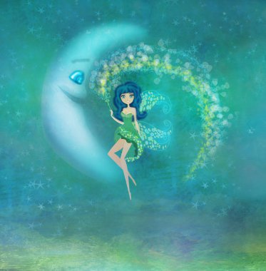 ayın üzerinde oturan peri