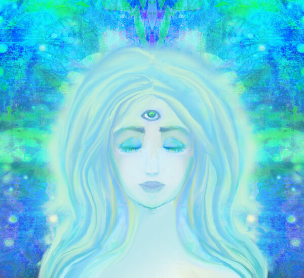 Woman with third eye, psychic supernatural senses 