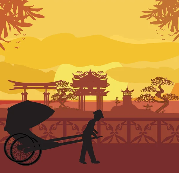 Rickshaw chino — Vector de stock