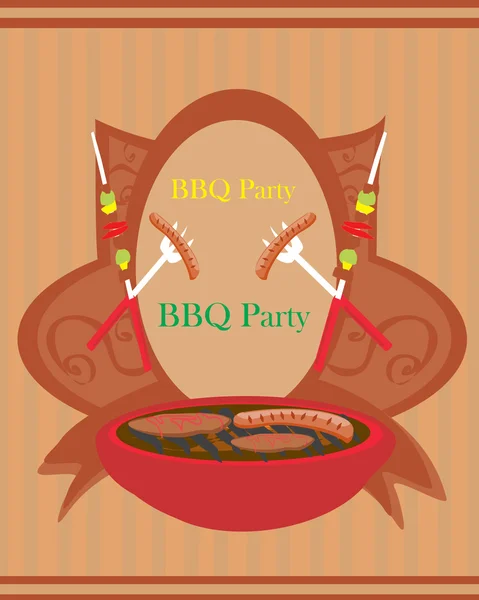 Vintage Barbecue Party Invitation — Stock Vector