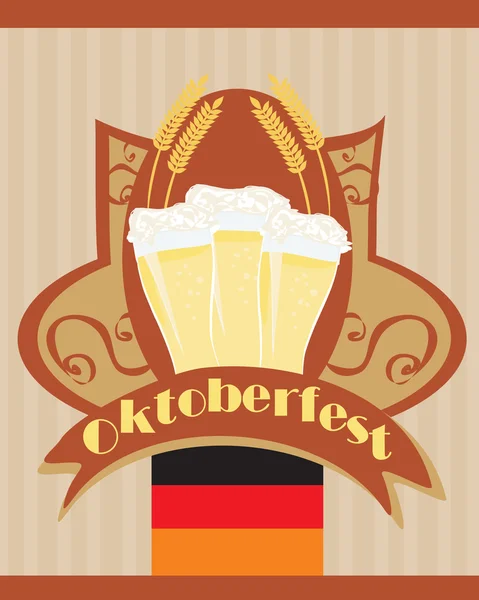 Carte Oktoberfest avec bière — Image vectorielle
