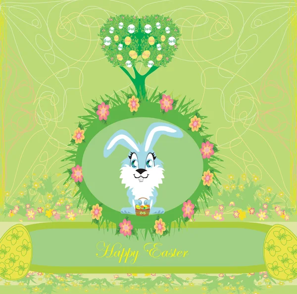 Greeting Card with Easter bunny — Stock Vector