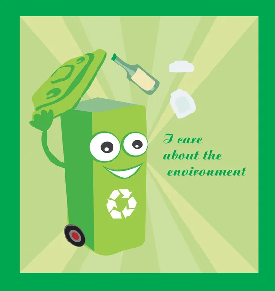 Μια γελοιογραφία του φορέα που εκπροσωπεί ένα αστείο κάδο ανακύκλωσης — Διανυσματικό Αρχείο