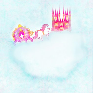 beautiful fairytale pink castle in the clouds clipart