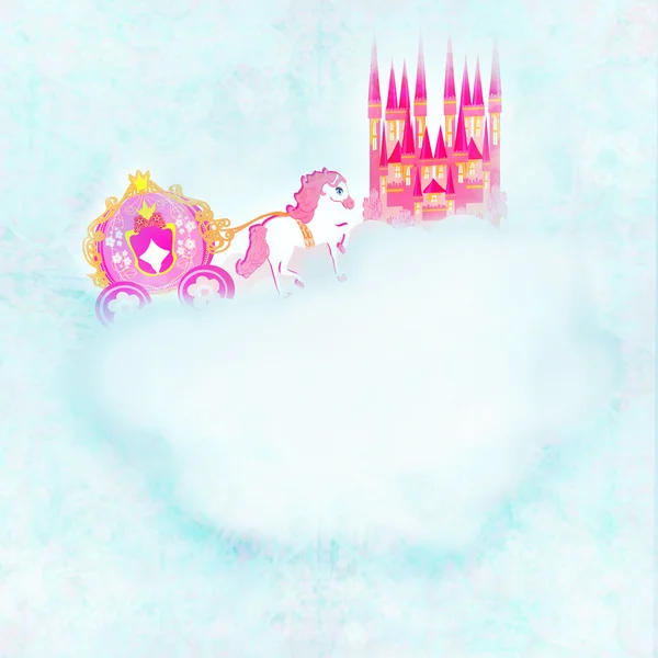 Hermoso castillo rosa de cuento de hadas en las nubes — Foto de Stock