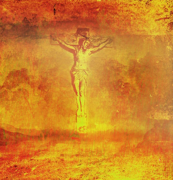 Crucifixión y resurrección de Jesucristo en la cruz Imagen de archivo