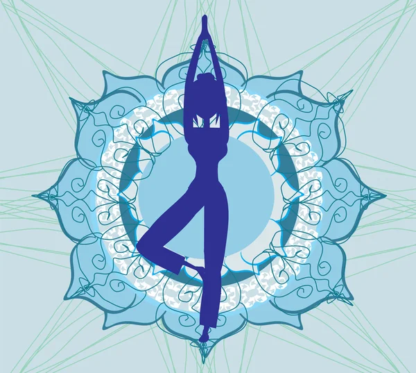 Donna in una posa yoga tradizionale illustrazione vettoriale — Vettoriale Stock