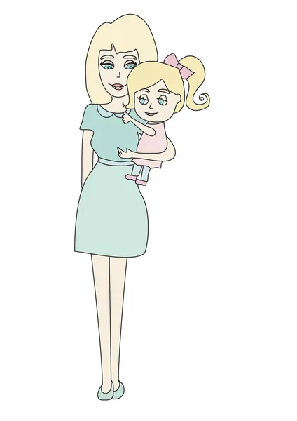 Doodle mamá y bebé — Vector de stock