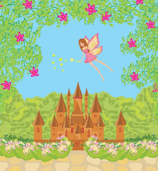 Cuento de hadas mágico princesa castillo — Vector de stock