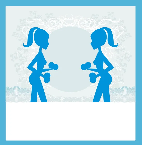 Fit femme exercice - silhouette, carte abstraite — Image vectorielle