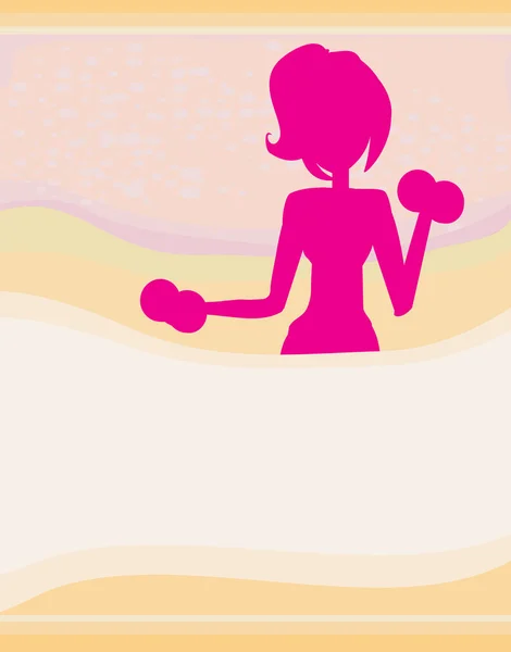 Fit femme exercice - silhouette, carte abstraite — Image vectorielle