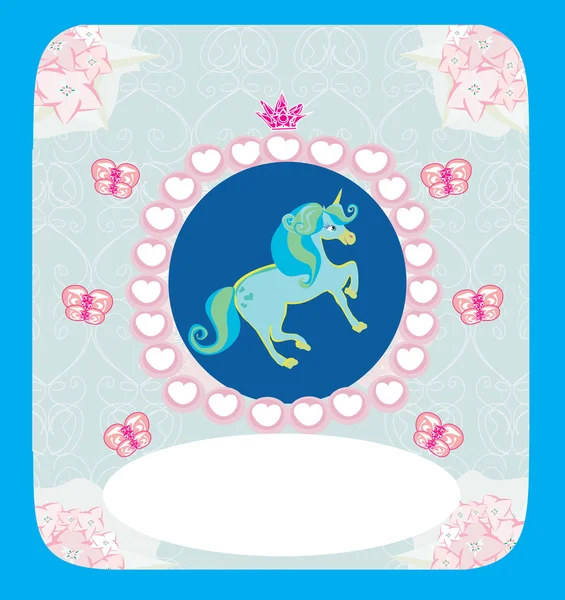 Vackra Unicorn kort — Stock vektor