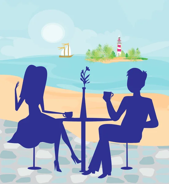 Date romantique sur une plage tropicale — Image vectorielle