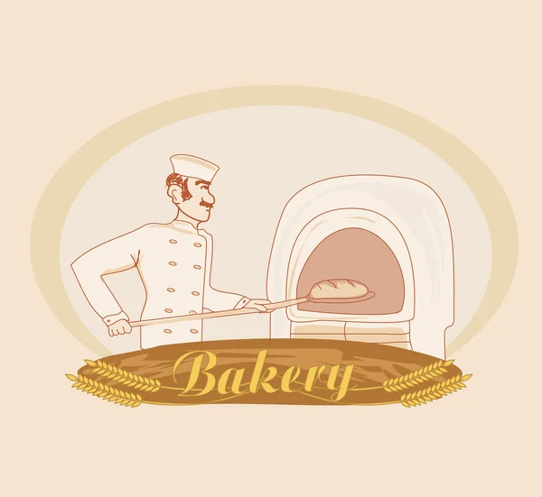 Illustration dessinée à la main du boulanger — Image vectorielle