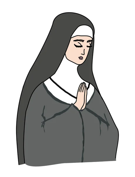 Vector illustration of nun — Stock Vector