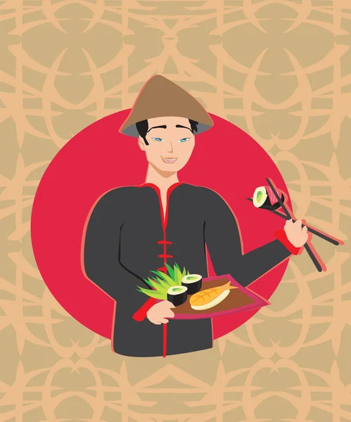 Sushi kock kort — Stock vektor