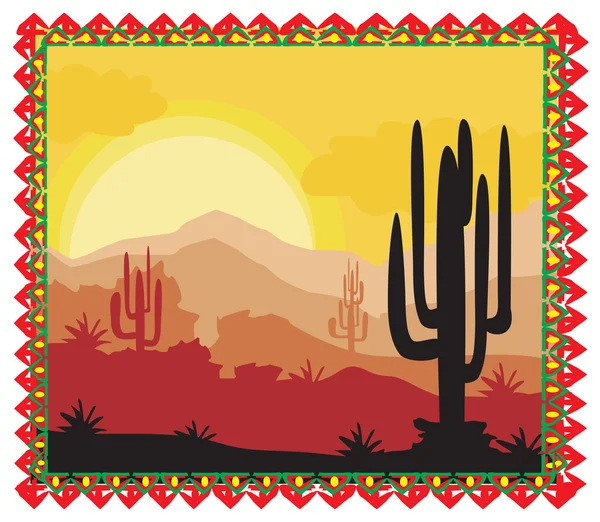Pustynia dzika przyroda krajobraz z kaktusem — Wektor stockowy