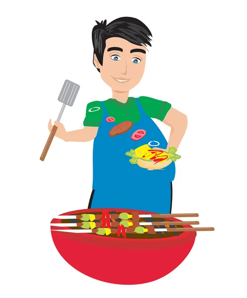 Chef preparing a burger — Stock Vector