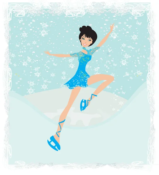 Hermoso patinador de hielo — Vector de stock