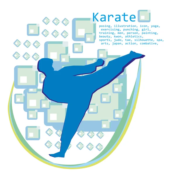 Man opleiding karate, kaart — Stockvector