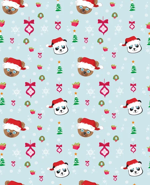 Seamless  christmas pattern with teddy bears — Stock Vector