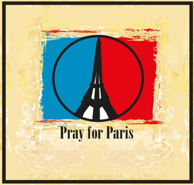Paris için dua et - vektör illüstrasyon kartı