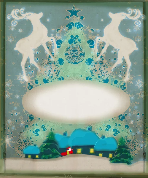 Абстрактна різдвяна рамка з оленями — стокове фото