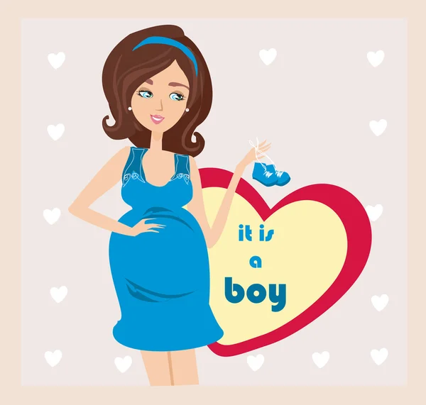 E 'un maschio! - carta donna incinta — Vettoriale Stock