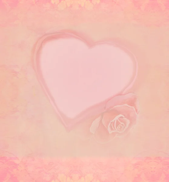 Ornamento floral e moldura do coração — Fotografia de Stock