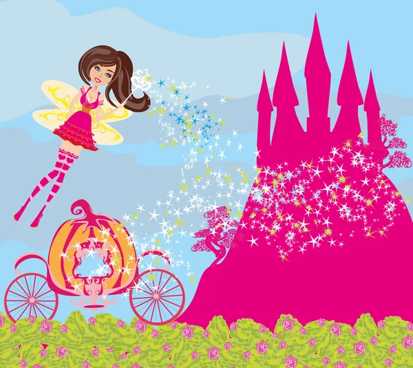 Beautiful fairytale pink castle — Stock Vector