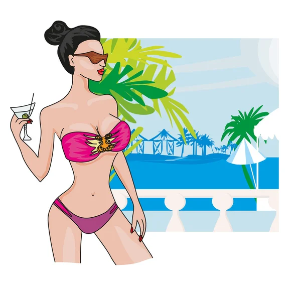 Sexy beach girl — Stock Vector