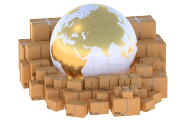 Global lojistik, nakliye ve dünya çapında teslimat iş conce