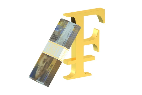 Packa av Schweizisk franc med franc symbol — Stockfoto