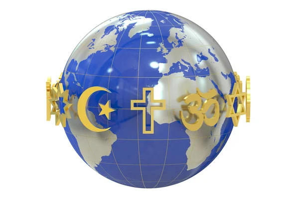 Globo com símbolos religiosos — Fotografia de Stock