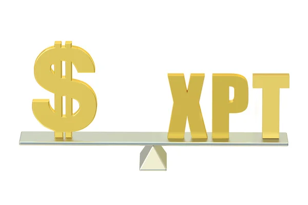 Dollar des États-Unis avec XPT, concept d'équilibre — Photo
