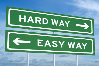 Zor yoldan ya da kolay yoldan kavramı yol işareti