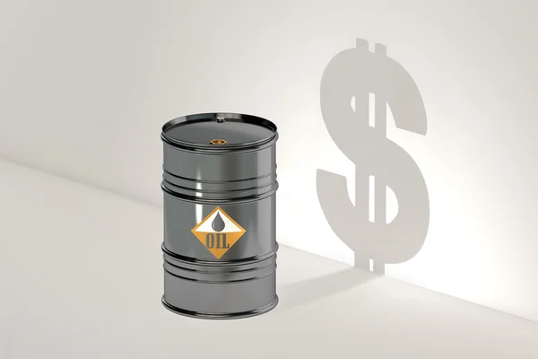 Barril de petróleo e símbolo do dólar — Fotografia de Stock