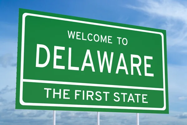 Ласкаво просимо на Делавер держави дорожній знак — стокове фото