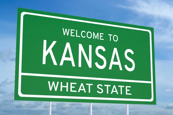 Welcome to Kansas state road sign — Stock Photo, Image