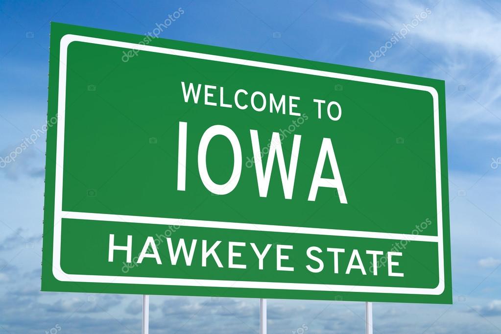 Welcome to Iowa state road sign Stock Photo by ©alexlmx 101851732