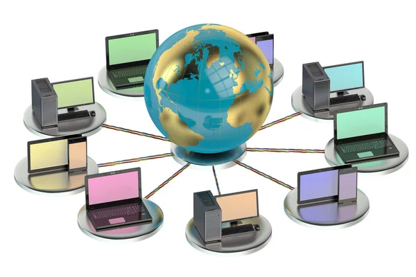 Concetto di networking computing con globo — Foto Stock