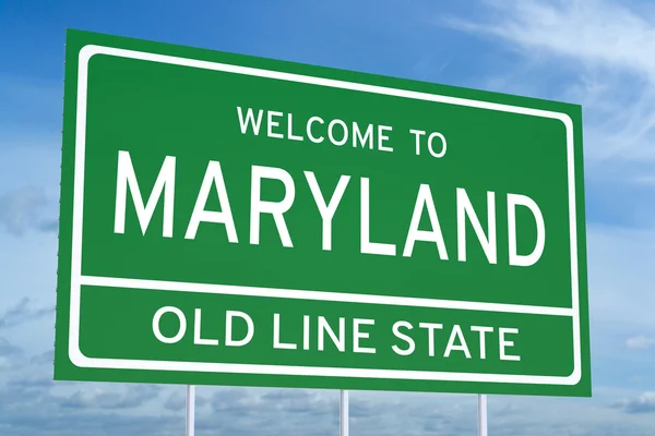 Ласкаво просимо до штату Меріленд дорожній знак — стокове фото