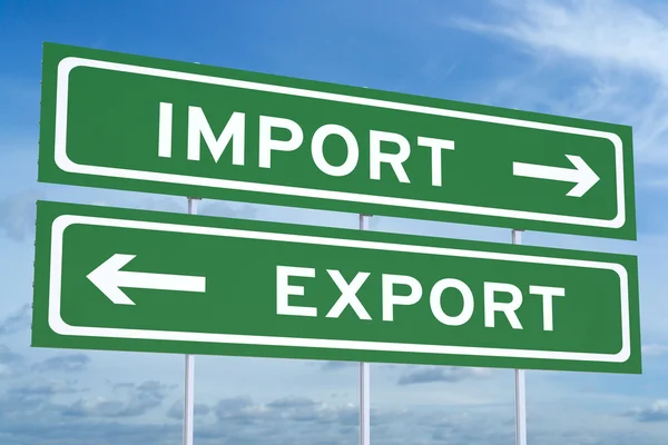 Concepto de importación o exportación en las señales de tráfico — Foto de Stock