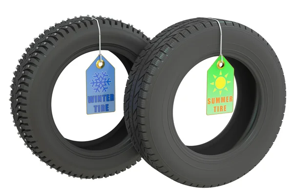 Neumáticos de invierno y verano —  Fotos de Stock