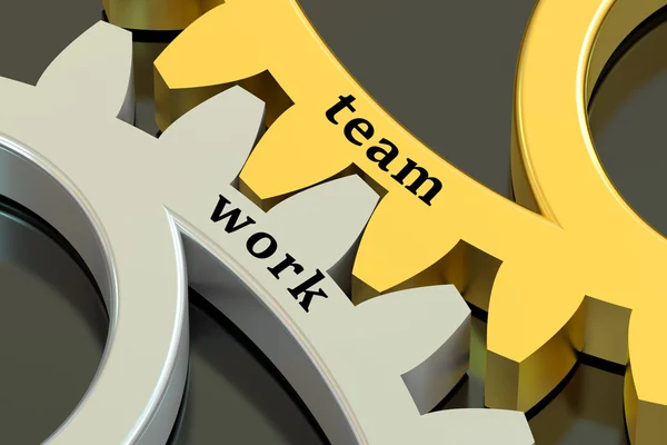 Team Work concept on the gearwheels — Stock Photo, Image