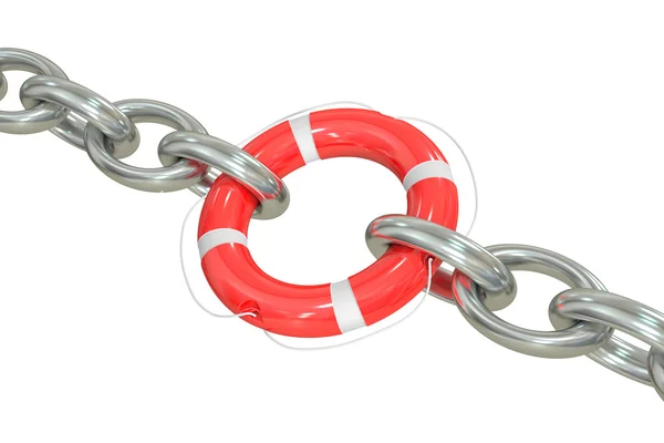 Řetěz s záchranný kruh, obchodní koncepce — Stock fotografie